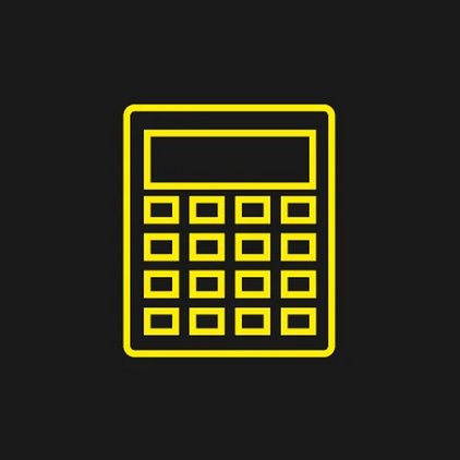 Yellow calculator icon on a black background